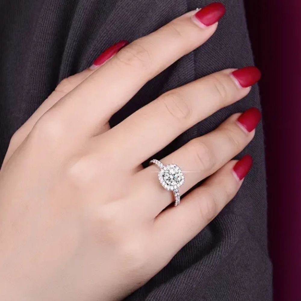Ladies 925 sterling silver Moissanite Solitaire0.5 Carat diamond engagement ring